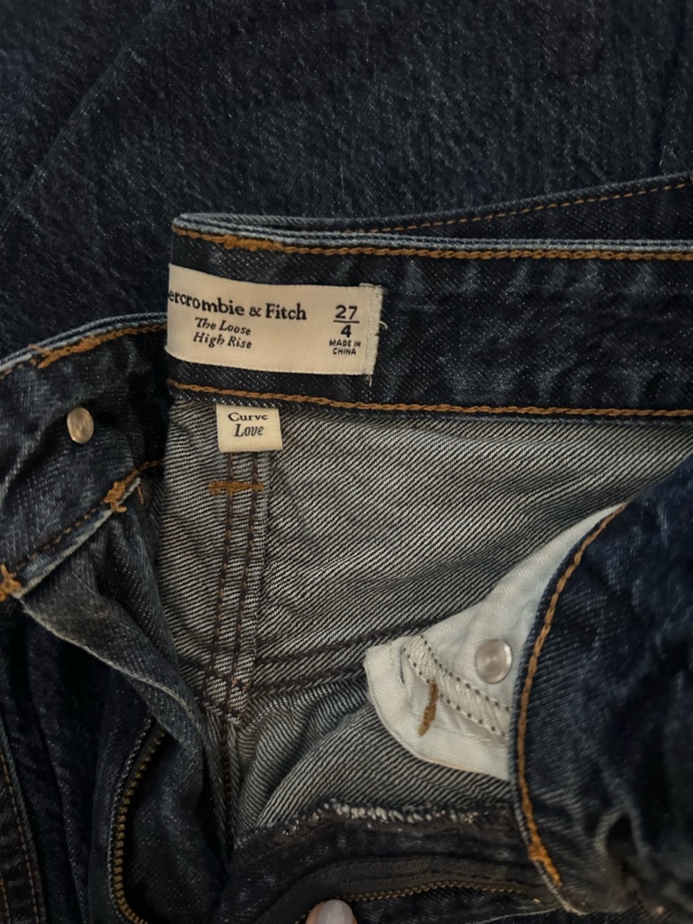 Abercrombie & Fitch Dark Curve Love the Loose High Rise Jeans - dark wash